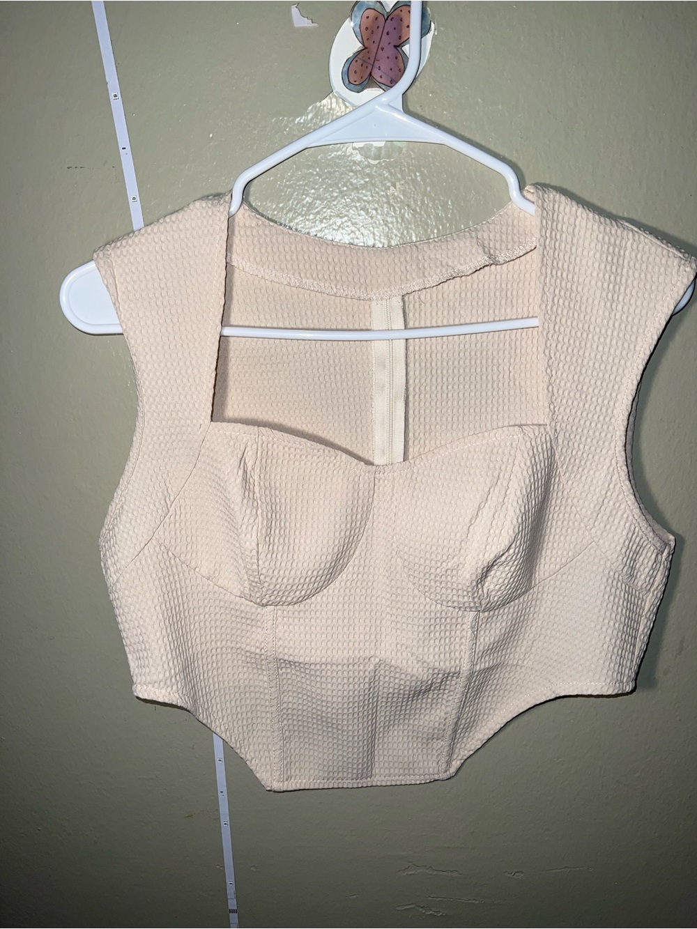 SHEIN Cream Structured Bustier Crop Top
